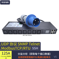 Gelongtu 125A 8 ports, PDU intelligent à commande à distance, 19 pouces, 1U, montage en rack, armoire serveur intelligente horizontale, IP20, verrouillage par clé
