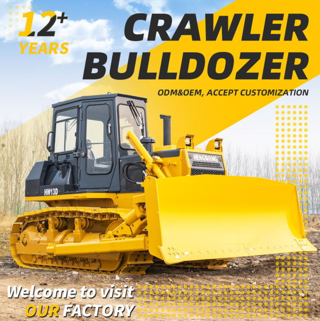 HW13D 130HP Crawler Bulldozer 13.7Ton Hydraulic Track Dozer with 3.7m³ Blade for Mining Construction  CE ISO