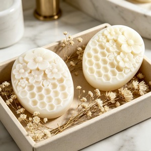 Honeycomb Flower Oval Silicone <b>Mold</b> For Soap <b>Candle</b> Making DIY Craft - Product Image 4