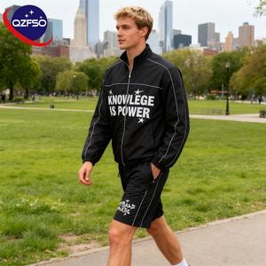 QZFSO Custom Reflective Jacket and Nylon Track Pants Detachable Zipper Nylon <b>Shorts</b> Sweatsuit <b>Men</b> Windbreaker Tracksuit - Product Image 1