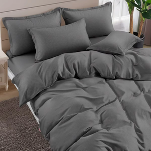 Grey Stripe Printed <b>Bedding</b> <b>Set</b> Cotton Bed Linen Soft Touch Durable Duvet Cover <b>Set</b> Minimalist Style - Product Image 1
