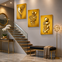 Vente flash - Décoration de salon - Tableau sur toile peint à l'huile - Couple amoureux doré - Art mural moderne