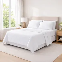 Parure de lit King Size 100% Coton Tissé 400TC (80S Trame, 80S Chaîne) avec Logo Personnalisé pour Usage Domestique et Hôtelier