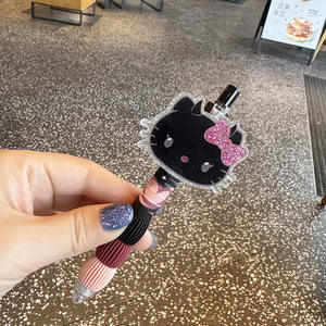 Adorable Cartoon Cat Black <b>Pen</b> Cute High-Style Student Bestie Pendant <b>Glitter</b> Click-Type Ballpoint <b>Pen</b> Metal Girly Heart 14cm - Product Image 4