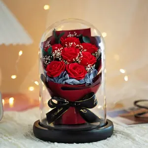2023 Moederdag Romantische Zeep Eeuwige Bloem Voor Altijd Bewaard Gebleven Rozenbloem In Glazen Koepel Kerstvalentines Daggeschenken
