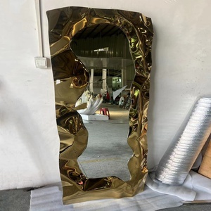 Dalga ayna dekoratif duvar aynası Sparkle el yapımı eğimli dekor ayna çarpıcı gümüş bitmiş Modern metal duvar sanatı - Product Image 6