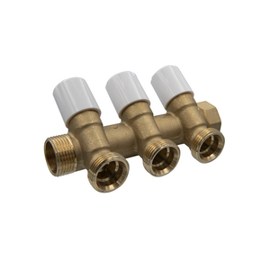 Collettore di Distribuzione 1" x 3/4" a 3 Vie con Viti di Chiusura Eurocono, Raccordo Idraulico - Product Image 1