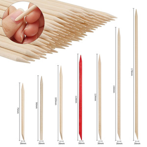100 Palitos de Madera de Naranjo para Cutículas, Reutilizables, para Limpieza de Uñas, para Manicura en Casa o Salón - Product Image 1