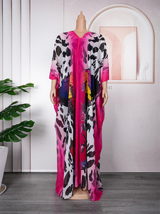 Abito da spiaggia stampato plus size per donne africane, vestito ampio protettivo dal sole, abito in chiffon AliExpress due pezzi. - Product Image 6