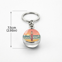 Planche de surf personnalisable coucher de soleil sur la plage, porte-clés boule de verre double face, pendentif portable