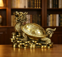Statue de tortue dragon en cuivre, art chinois traditionnel, figurine de collection, décoration pour la maison ou le bureau, choix de cadeau