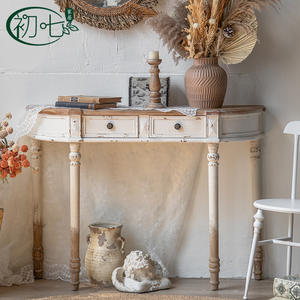 American Country Style Console <b>Table</b> Solid Wood Distressed Finish Entryway <b>Dressing</b> <b>Table</b> Retro Design - Product Image 2