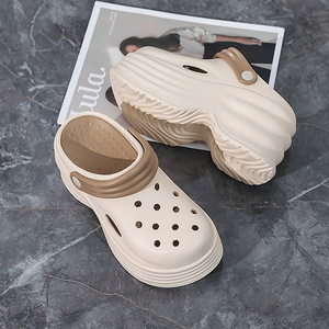 Sandalias Crocs con Plataforma para Mujer, Tacón de 8 cm, Suela de EVA, Transpirables, para Playa, Verano, Tallas 35-40, Color Blanco Leche - Product Image 3