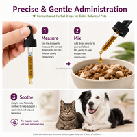 Gouttes calmantes pour animaux de compagnie, soulagement de l'anxiété pour chiens et chats, Ashwagandha, fleur de passion, complément liquide, bien-être du système nerveux, 2 oz