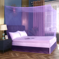 Moustiquaire carrée suspendue 100% polyester rose taille Queen pour chambre à coucher