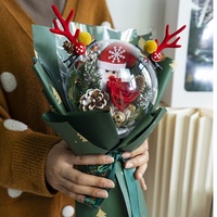 Bunga Abadi Natal Mawar Awet Bobo Ball Buket Kotak Hadiah Yunnan Cina Hadiah Ulang Tahun Pacar Grosir