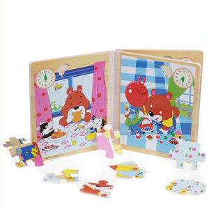 12 pezzi Multi stili Puzzle in legno libro animale cartone animato Jigsaw Toy <span class=keywords><strong>inglese</strong></span> prima educazione Jigsaw Puzzle per bambini regalo apprendimento - Product Image 3
