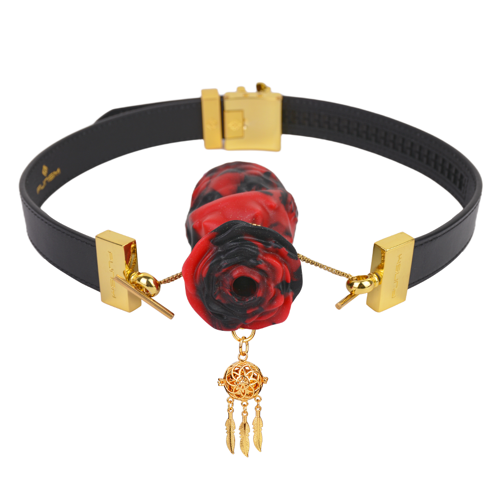 Cuir + gags silicone + bell-B