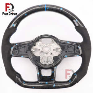 Volant en fibre de carbone forgé avec <span class=keywords><strong>logo</strong></span> sportif pour VW Golf 4 5 6 7 7.5 8 GTI GTD GTE R - Product Image 2