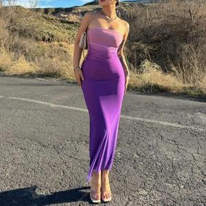 Vestido Midi Casual de Verano para Mujer, Sin Tirantes, con Espalda Descubierta, Color Degradado, en Oferta - Product Image 1