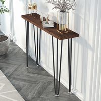 Console contemporaine américaine en bois massif, table d'appoint moderne et simple avec bande en fer forgé, longue et étroite, pour entrée, mur latéral, maison, chambre