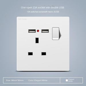 Prise murale tactile standard britannique personnalisée avec interrupteur de charge et ports USB Type-C, en matériau PC ignifuge - Product Image 2