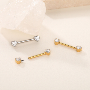 <span class=keywords><strong>Piercing</strong></span> de Titanio con Barra Recta, Extremos de Corazón de Mariposa con Circonita Cúbica, Rosca Interna, Joyería Sexy para <span class=keywords><strong>Piercing</strong></span> de Pezón para Mujer - Product Image 6