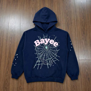 เสื้อฮู้ดดี้ผ้าฝ้ายแท้ 100% ลายใยแมงมุม 3 มิติ สไตล์สตรีทแวร์ ทรงโอเวอร์ไซส์ สำหรับผู้ชาย ลายกราฟิกวินเทจ แบบสวมหัว OEM - Product Image 2
