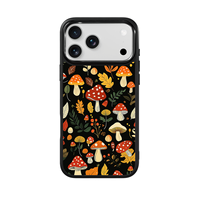 Casing HP AG Feeling Black Edge dengan Desain Hutan Jamur Berlapis Emas untuk iPhone 17, 17 Pro Max, 16 Pro, 15, 15 Pro Max, 15 Pro, 14 Pro Max, Cangkang Magnetik
