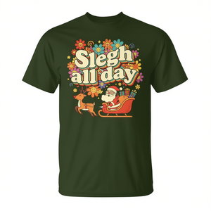 T-shirt rétro avec motif de traîneau de Noël, design festif, vêtements décontractés pour hommes - Product Image 2