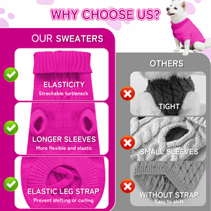 Pull tricoté personnalisable pour chien, col roulé, vêtements d'hiver tendance pour animaux de compagnie, manteau doux et chaud pour chiot, vêtements pour chat, rouge <span class=keywords><strong>rose</strong></span> - Product Image 4