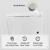 WC intelligent sans électricité avec chasse d'eau à capteur au pied, double lavage, évacuation en S, fixation au sol, réservoir encastré