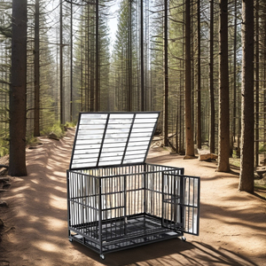 Stylo de jeu moderne portable en métal pour animaux de compagnie <span class=keywords><strong>Cage</strong></span> en acier pour chien à motif solide avec roue de fermeture à bouton Boîte de rangement mobile pour animaux de compagnie - Product Image 5