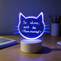 Tableau d'écriture moderne 3D LED en acrylique lumineux de couleur Tableau d'affichage transparent pour enfants Anniversaire Salon Résidentiel