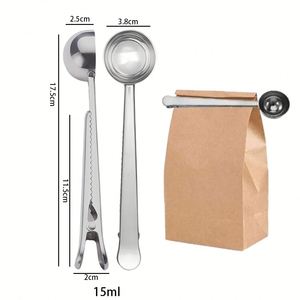 <b>Custom</b> logo Great Measuring Tea <b>Protein</b> Powder Instant Drinks Coffee Spoon Measuring Stainless Steel Coffee Spoon Bag Clip - Product Image 2