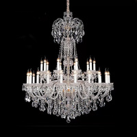 Lustre en cristal classique avec éclairage LED en verre optique K9 pour salles à manger et salles de bal finition dorée
