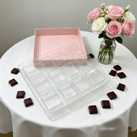 Barquette transparente à 18 cavités en PET, neuve, pour l'emballage de chocolats, de truffes, de gâteaux et de brownies