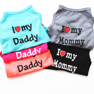 Gran oferta de ropa para perros I Love My Daddy,I Love My Mommy Dog Cat Costume Dog T-shirt para cachorros pequeños - Product Image 1