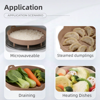 Panier vapeur en silicone de qualité alimentaire |   Poignées doubles résistantes à la chaleur, aérations vapeur, pieds de support surélevés |   Compatible avec le micro-ondes