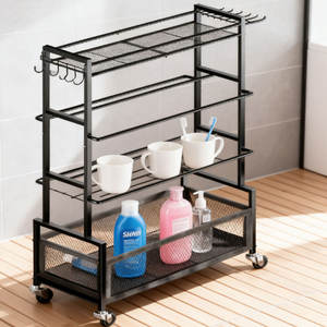 Ruichang personalizable gimnasio en casa equipo de fitness estante de almacenamiento cuatro capas Metal + construcción de madera Instalación de tipo de pie - Product Image 5