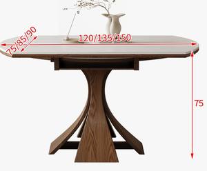 <span class=keywords><strong>Table</strong></span> à manger extensible <span class=keywords><strong>ronde</strong></span> en pierre naturelle brun-noix, écologique et durable, mobilier de salle à manger - Product Image 4