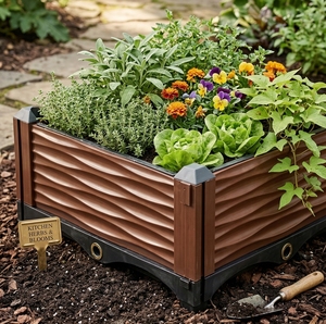 High Quality Durable Virgin PP Plastic Raised Garden Bed Easy Assembly Square <b>Planter</b> <b>Box</b> Bulk Sales Direct Supplier - Product Image 1