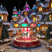 Anyou Grand Carrousel de Noël à musique lumineuse Décorations de vacances européennes Carrousel tournant éclairé Figurines de Noël Jouets