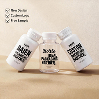 Bouteille personnalisée en PET blanc de 100 cc de qualité alimentaire avec languette, flacon vide pour capsules, emballage, flacon en plastique noir pour médicaments