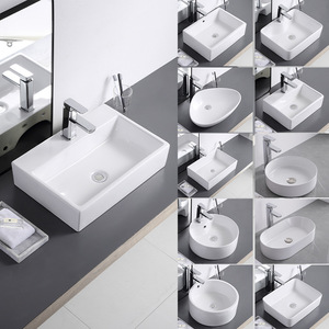 Ceramic Countertop Basin Round White Single Hole Easy Cleaning Household Sink - Product Image 1