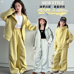 Nuovo Set Sportivo Primaverile e Autunnale 2026 per Ragazze: <span class=keywords><strong>Felpa</strong></span> con Cappuccio Gialla + <span class=keywords><strong>Pantaloni</strong></span>, 2 Pezzi, Abbigliamento Casual - Product Image 2