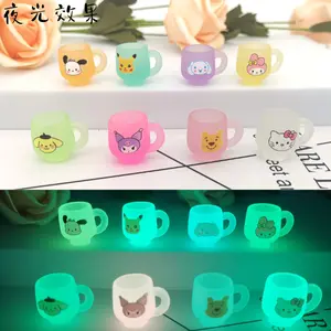 Glow in Dark Resin Charms Cartoon 3D Cup Sanrio Kitty Diy Decoration