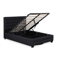 Lit double en lin de style nordique en stock avec cadre à ressorts élastiques mobiles