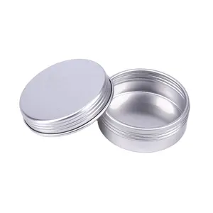 Empty Silver Round Small Metal Tin Box Screw Cap Cosmetic Cream Candy Aluminium Tin Can Container