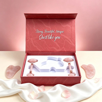 Boîte cadeau en papier rigide magnétique personnalisée rose rouge, boîte en carton rigide de luxe pour ensemble de massage au quartz, cosmétiques, bijoux